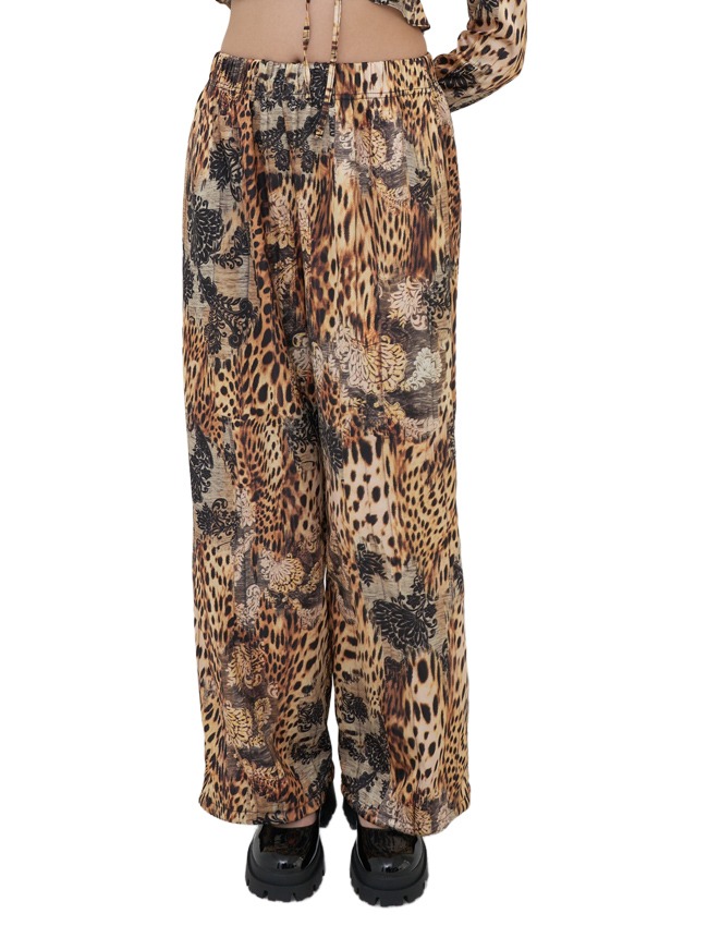 Satin Leopard Wide Pants
