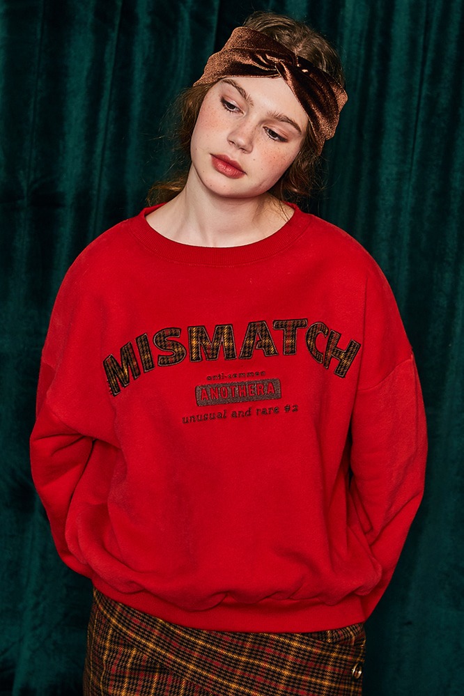 Mismatch crop sweatshirt [Red]